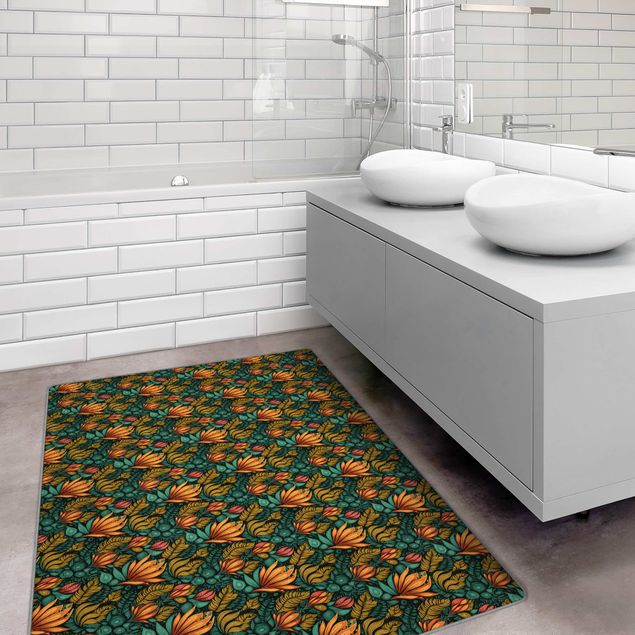 Moderne Teppiche Herbstlotus im Blätterteich