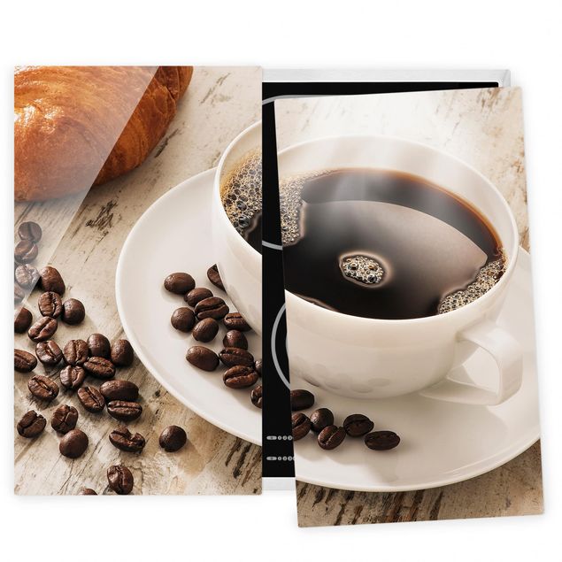 Herdabdeckplatten Kaffee Dampfende Kaffeetasse mit Kaffeebohnen