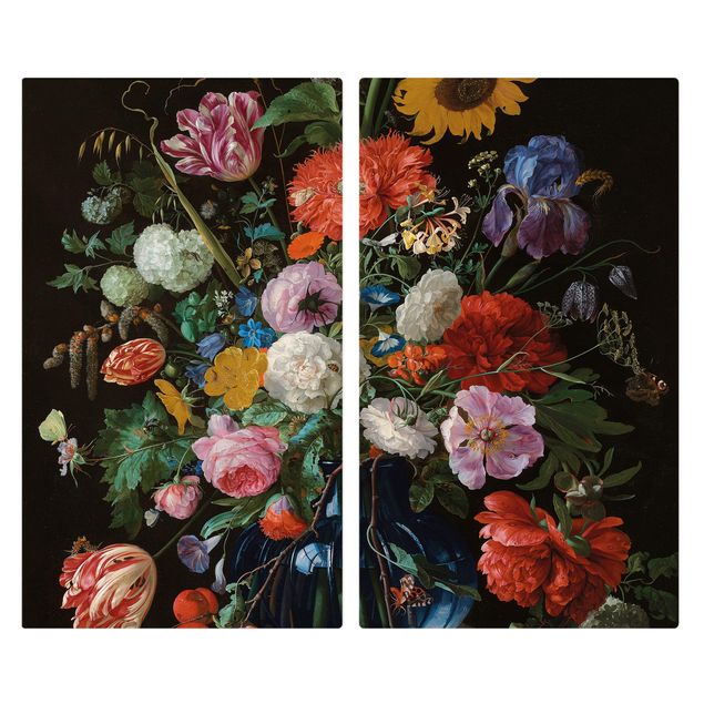 Herdabdeckplatte Glas - Jan Davidsz de Heem - Glasvase mit Blumen