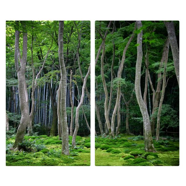 Herdabdeckplatte Glas - Japanischer Wald