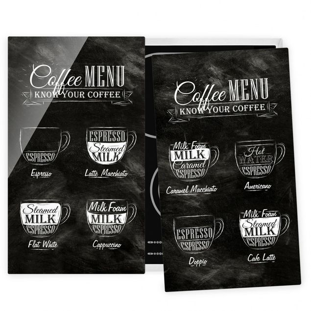 Herdabdeckplatten Backen & Kaffee Kaffeesorten Kreidetafel