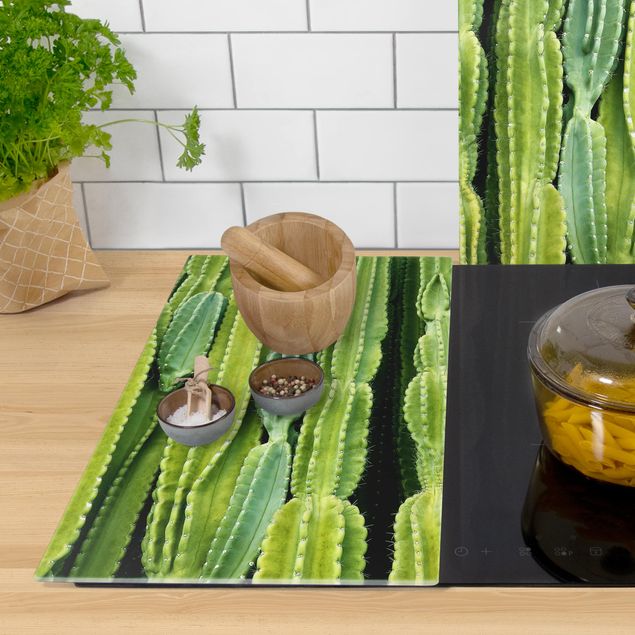 Herdabdeckplatte Glas - Kaktus Wand