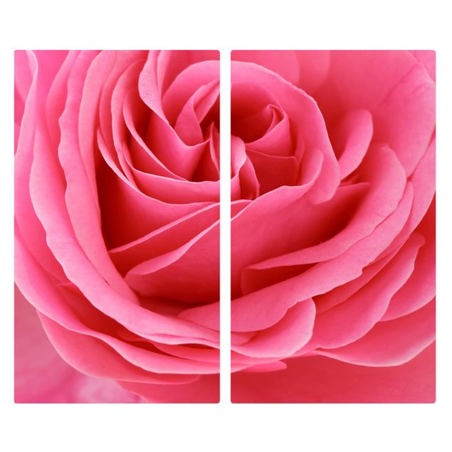 Herdabdeckplatte Glas - Lustful Pink Rose