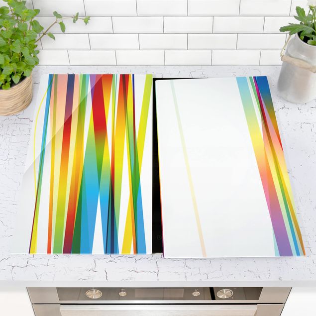 Herdabdeckplatten Glas Rainbow Stripes