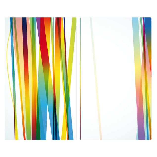 Herdabdeckplatte Glas - Rainbow Stripes