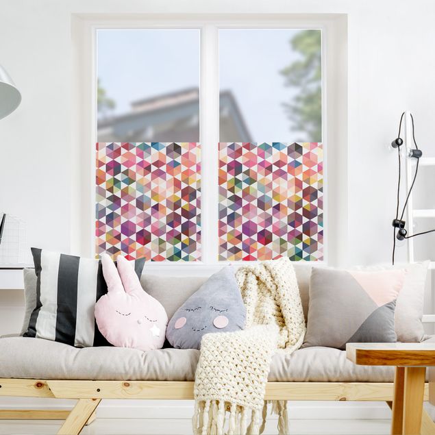 Fensterbilder selbstklebend Hexagon Facetten
