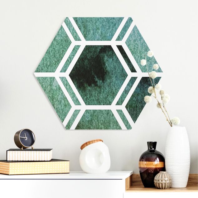 Hexagon Bild Forex - Hexagonträume Aquarell in Grün