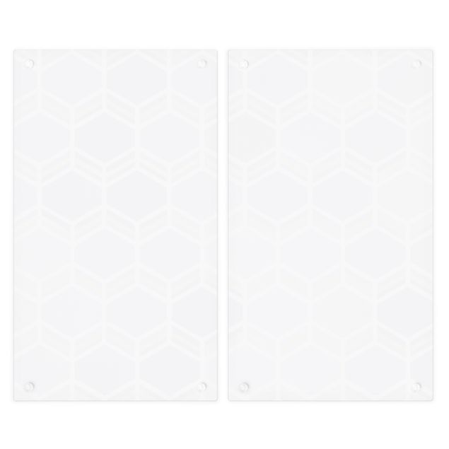 Herdabdeckplatte Glas - Hexagonträume Muster in Indigo