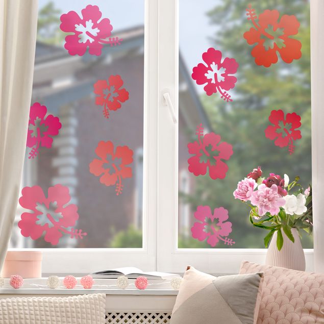 Fensterfolie Motiv Blumen Hibiskusblüten