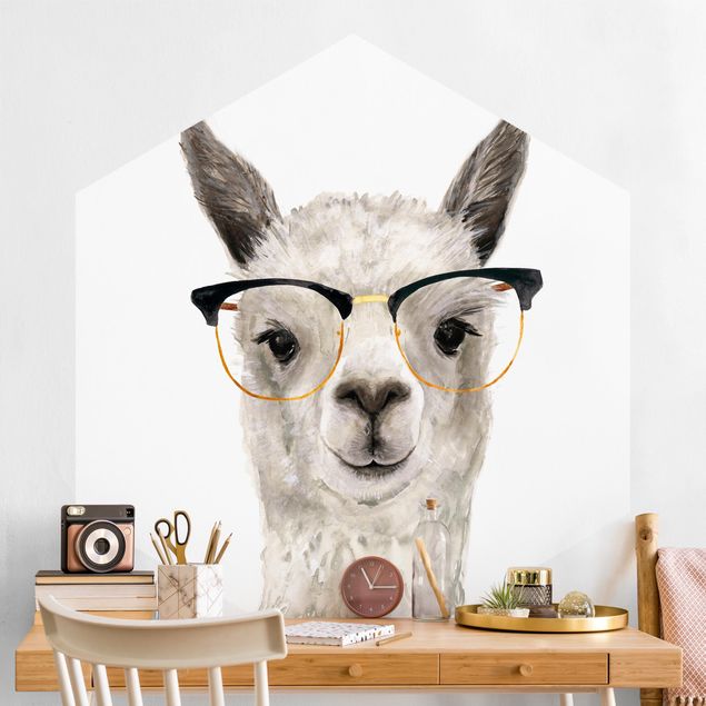 Moderne Tapeten Hippes Lama mit Brille I