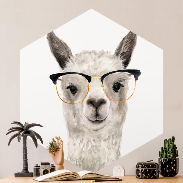 Design Tapeten Hippes Lama mit Brille I