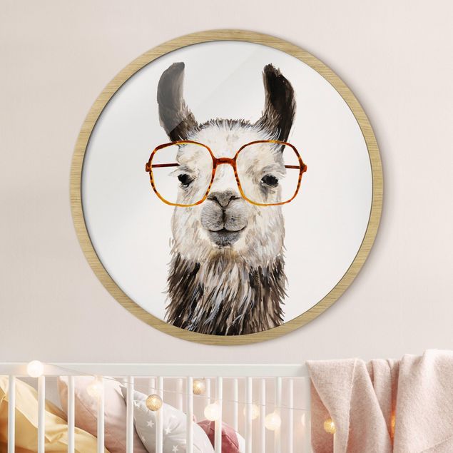Moderne Bilder mit Rahmen Hippes Lama mit Brille IV