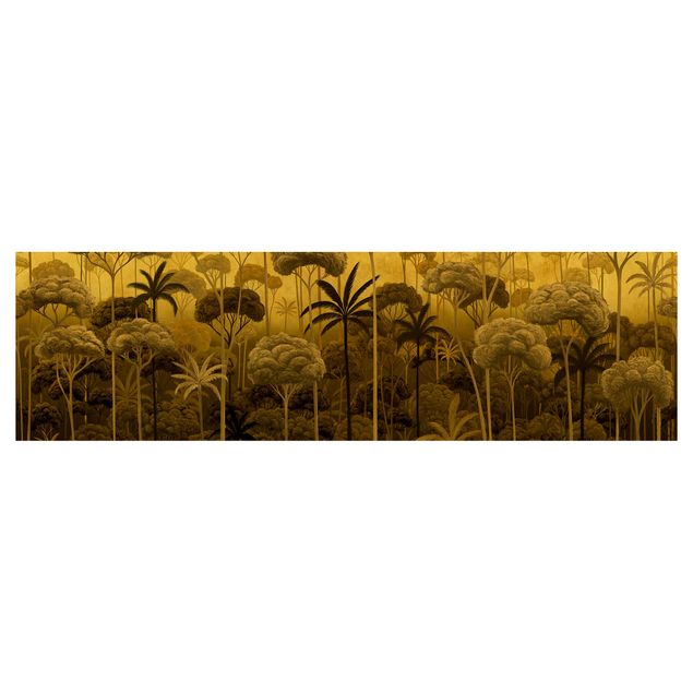 Küchenrückwand Motiv Hohe Bäume im Dschungel in goldener Tönung
