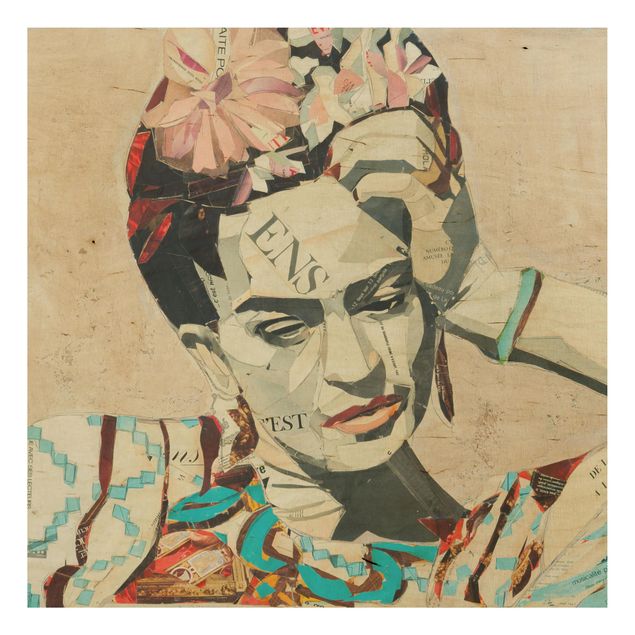 Wandbild Holz Frida Kahlo - Collage No.1
