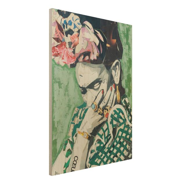 Holzbild -Frida Kahlo - Collage No.3- Hochformat 3:4