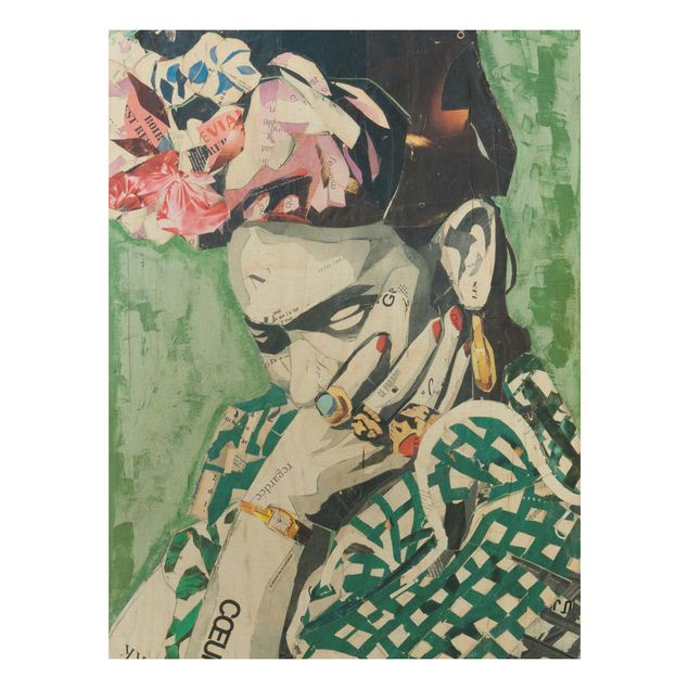 Holzbild -Frida Kahlo - Collage No.3- Hochformat 3:4