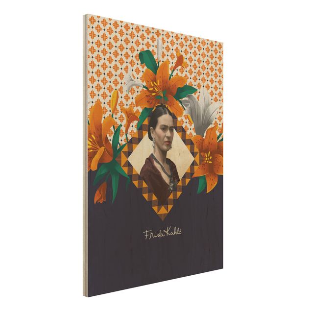 Holzbilder Blumen Frida Kahlo - Lilien