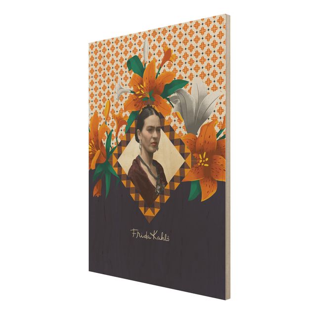 Bilder auf Holz Frida Kahlo - Lilien