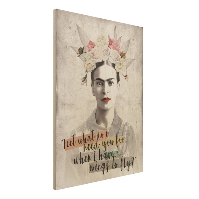 Holzbilder Blumen Frida Kahlo - Quote