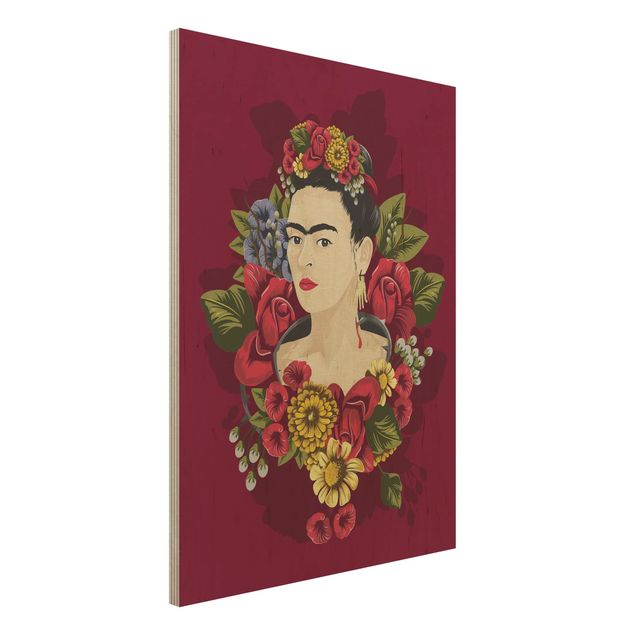 Holzbild Blumen Frida Kahlo - Rosen