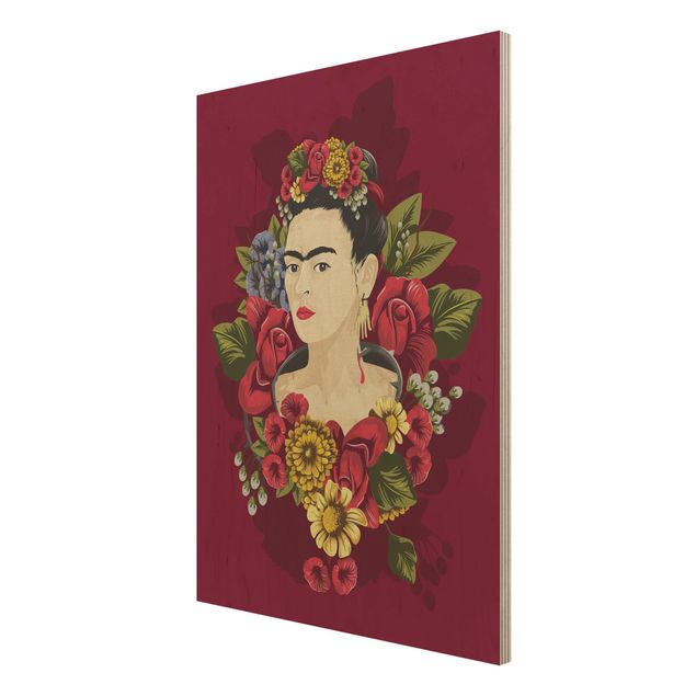 Holzbilder Frida Kahlo - Rosen