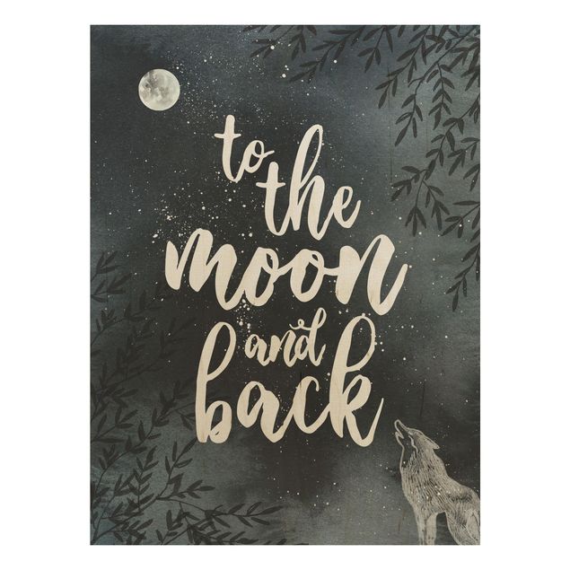 Holzbild -Love you to the moon and back- Hochformat 3:4