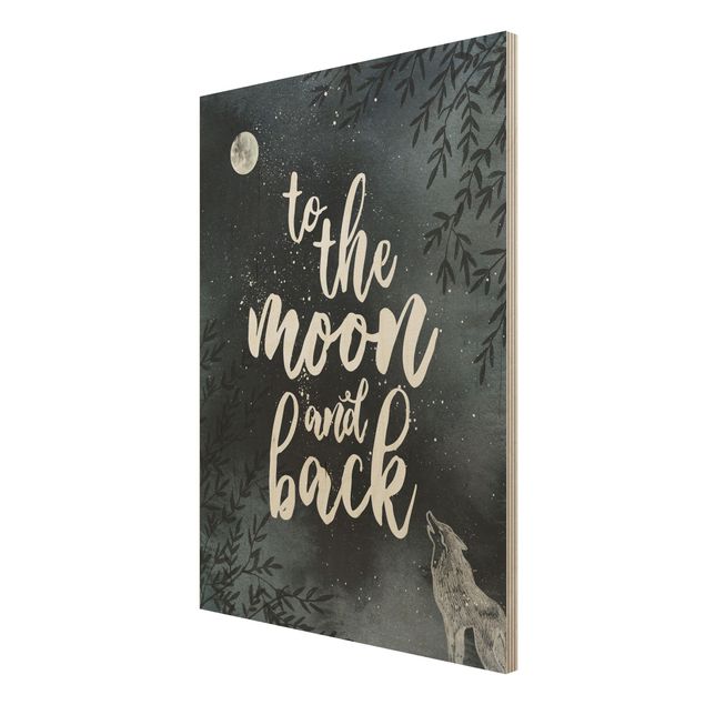 Holzbild -Love you to the moon and back- Hochformat 3:4