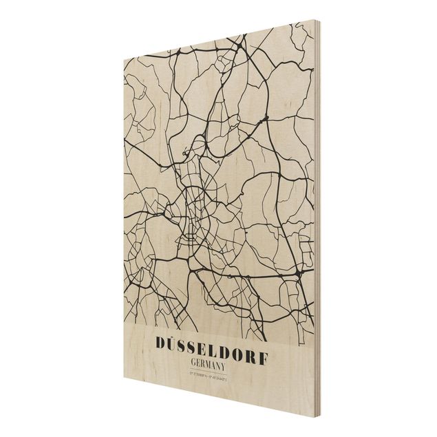 Holzbilder Stadtplan Düsseldorf - Klassik