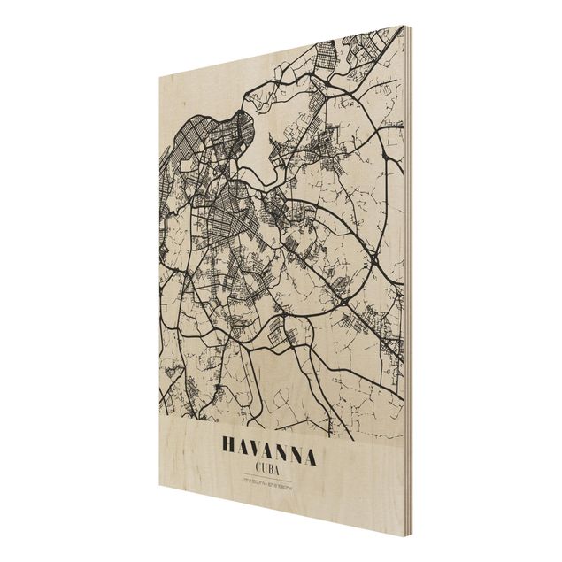 Holzbilder Stadtplan Havanna - Klassik