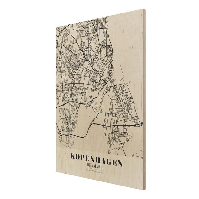 Holzbilder Stadtplan Kopenhagen - Klassik