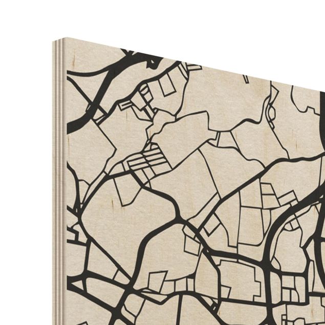 Holzbild -Stadtplan Lissabon - Klassik- Hochformat 3:4