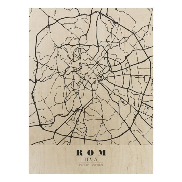 Weltkarte Bild Holz Stadtplan Rom - Klassik