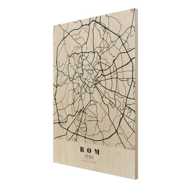 Holzbilder Stadtplan Rom - Klassik