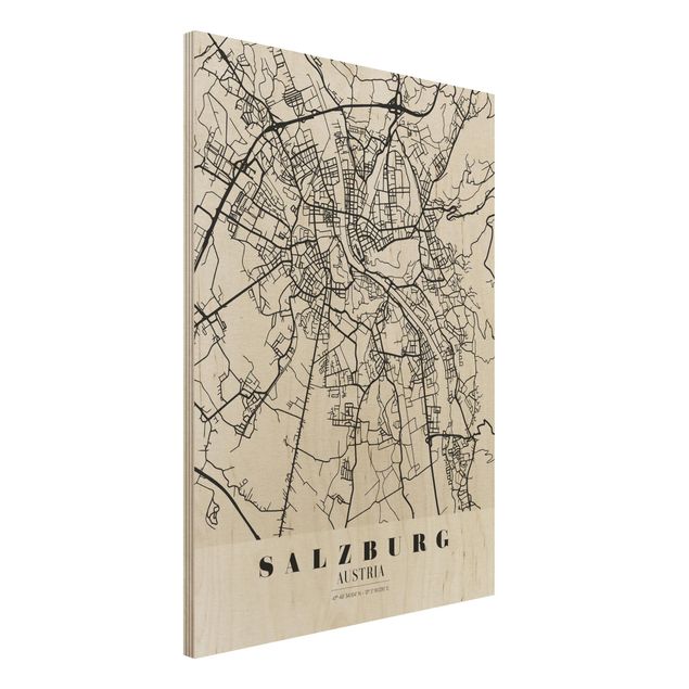 Holzbilder Sprüche Stadtplan Salzburg - Klassik