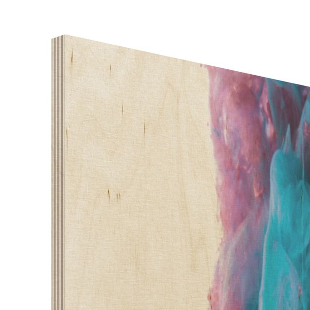 Holzbild - Abstrakte flüssige Farbe - Panorama Hoch