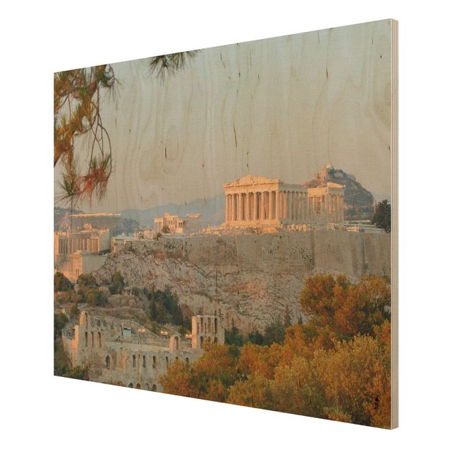 Wandbild aus Holz - Akropolis - Quer 4:3