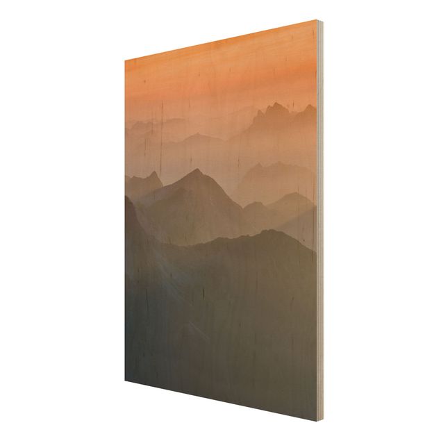 Holz Wandbild - Blick von der Zugspitze - Hoch 3:4