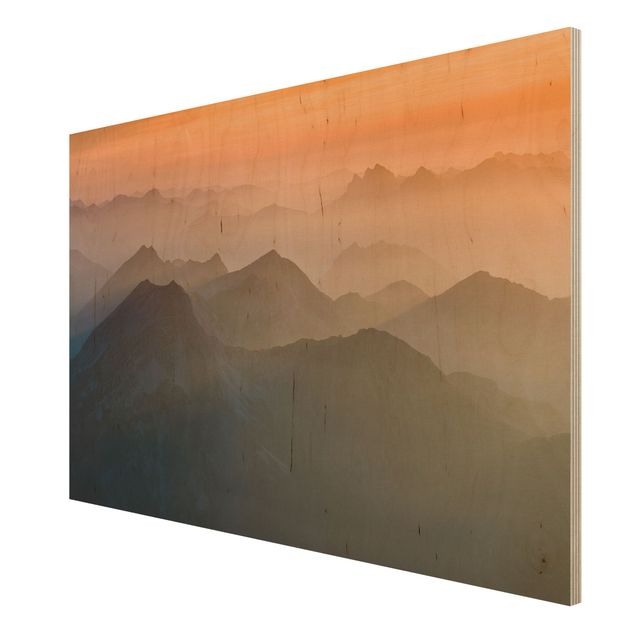 Holz Wandbild - Blick von der Zugspitze - Quer 3:2