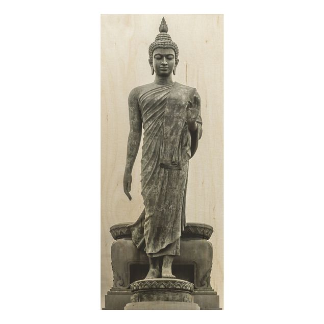 Vintage Bilder Holz Buddha Statue