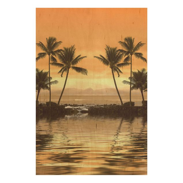 Holzbilder Natur Caribbean Sunset I