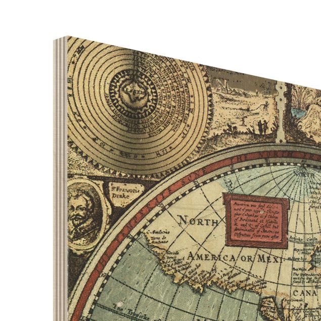Holzbild Weltkarte - Die alte Welt - Quer 3:2