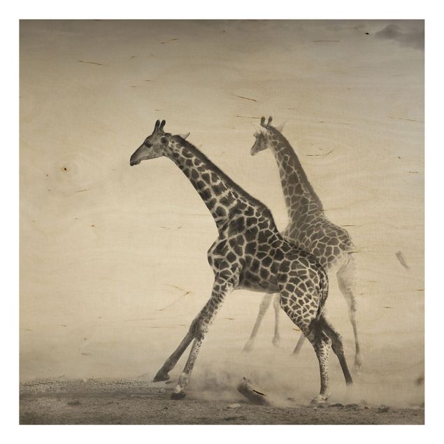 Holzbilder Giraffenjagd