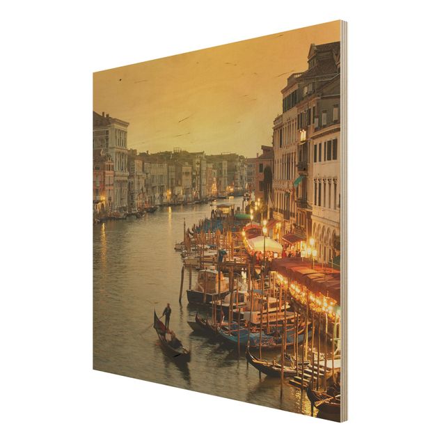 Holz Wandbild - Großer Kanal von Venedig - Quadrat 1:1