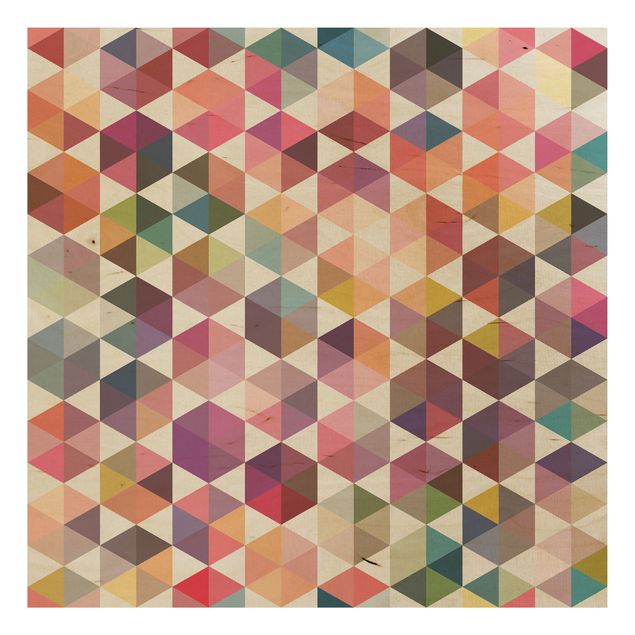 Wandbild Holz - Hexagon Facetten - Quadrat 1:1