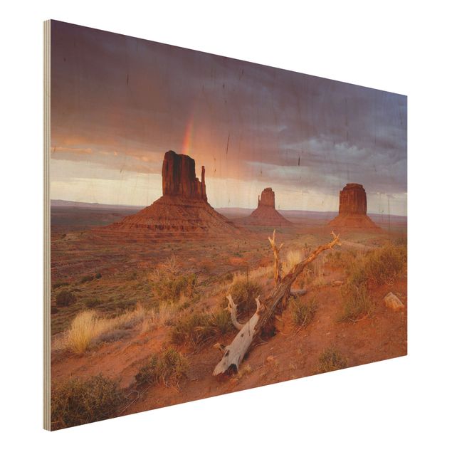 Holzbilder Natur Monument Valley bei Sonnenuntergang