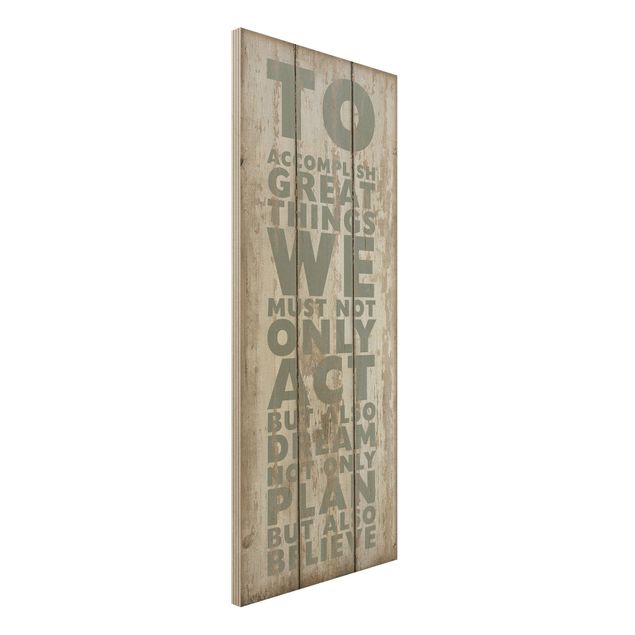 Holzbild mit Spruch No.RS179 Great Things