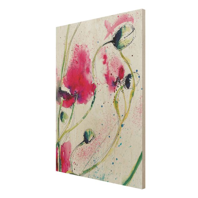Holzbild - Painted Poppies - Hoch 3:4