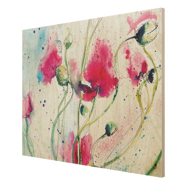 Holzbild - Painted Poppies - Quer 4:3