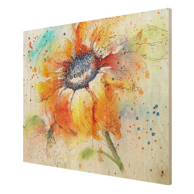 Holzbild - Painted Sunflower - Quer 4:3
