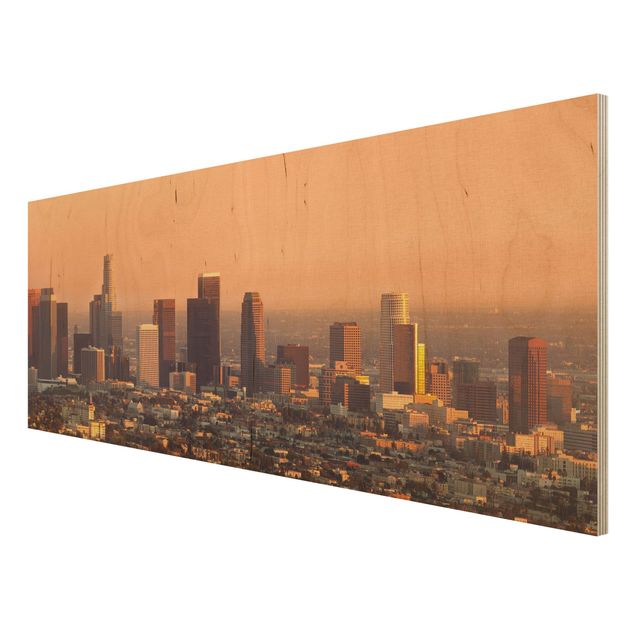 Holzbild - Skyline of Los Angeles - Panorama Quer